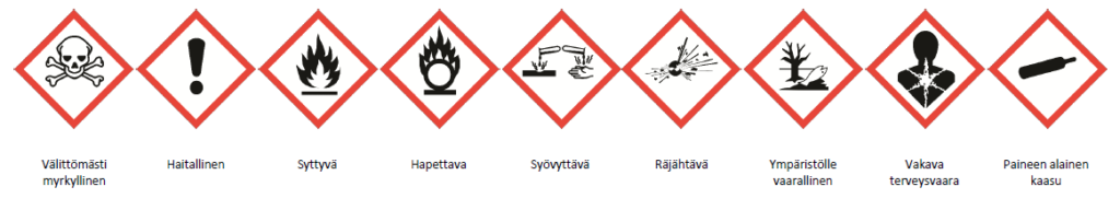 varoitusmerkit vaarallisille jätteille