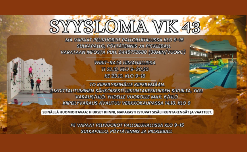 Ohjelmaa syyslomaviikolla