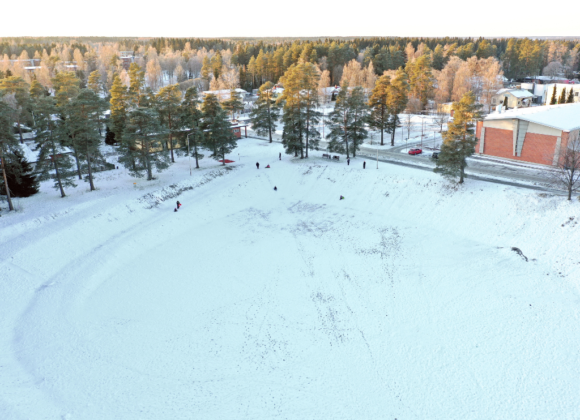 talvinen ilmakuva montulta